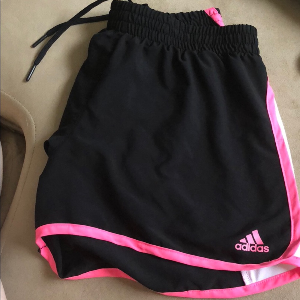 Adidas black with hot pink/white athletic shorts
